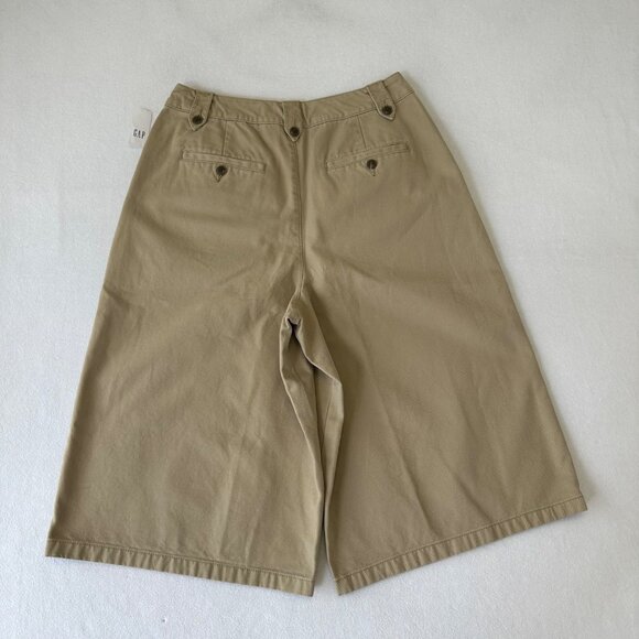 Gap Womens Pleated Iconic Wide Leg Khaki Cropped Pant Size 10P NWT Preppy Safari - Picture 2 of 14